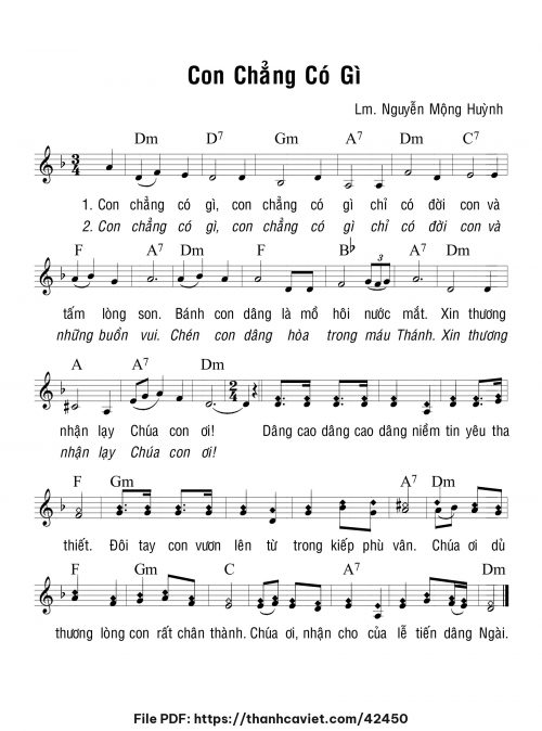 Con chẳng có gì - Lm. Nguyễn Mộng Huỳnh - trang 1