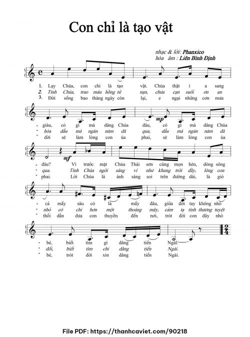Con chỉ là tạo vật - Phanxicô (Hòa âm: Liên Bình Đinh) - trang 1