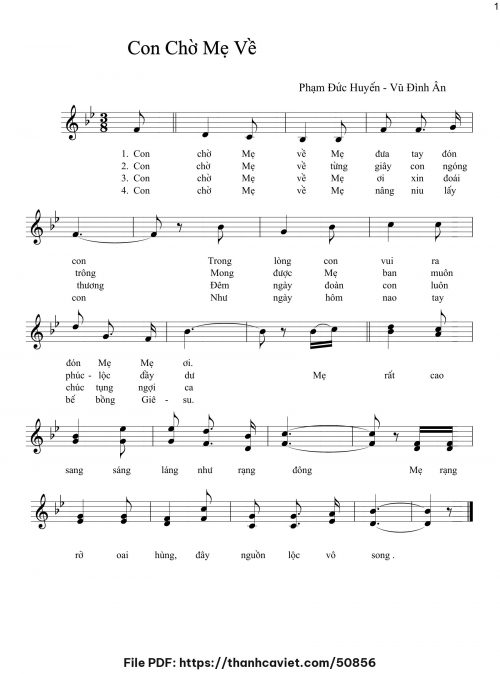 Con chờ Mẹ về - Phạm Đức Huyến - Vũ Đình Ân - trang 1