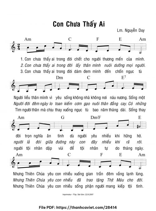 Con chưa thấy ai - Lm. Nguyễn Duy - trang 1