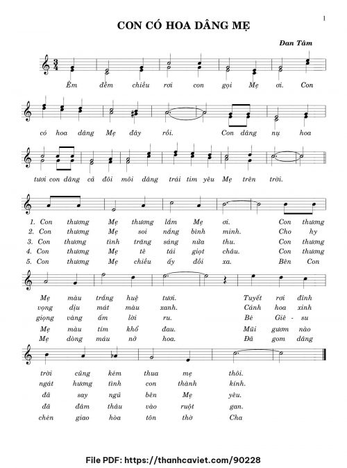 Con có hoa dâng Mẹ - Đan Tâm - trang 1