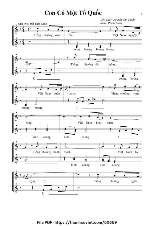 Con có một Tổ Quốc - Phạm Trung - ĐHY. FX Nguyễn Văn Thuận - trang 1