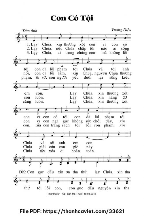 Con có tội - Lm. Vương Diệu - trang 1