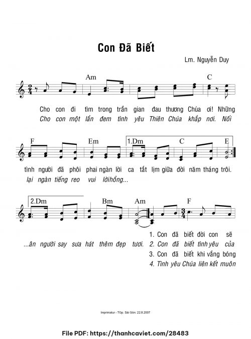 Con đã biết - Lm. Nguyễn Duy - trang 1