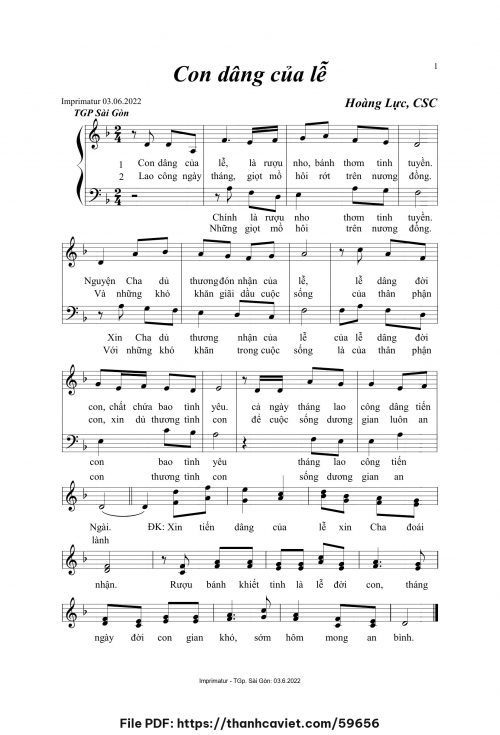 Con dâng của lễ - Hoàng Lực, CSC - trang 1