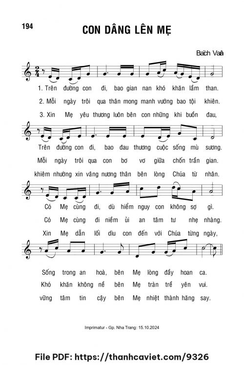 Con dâng lên Mẹ - Lm. Bạch Vân - trang 1