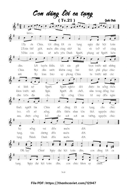 Con dâng lời ca tụng - Quốc Vinh - trang 1