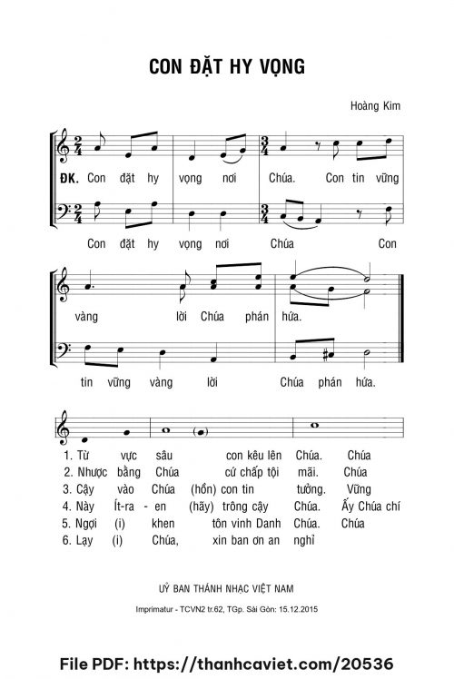 Con đặt hy vọng - Lm. Hoàng Kim - trang 1