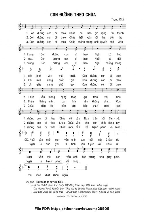 Con đường theo Chúa - Lm. Trọng Khẩn - trang 1