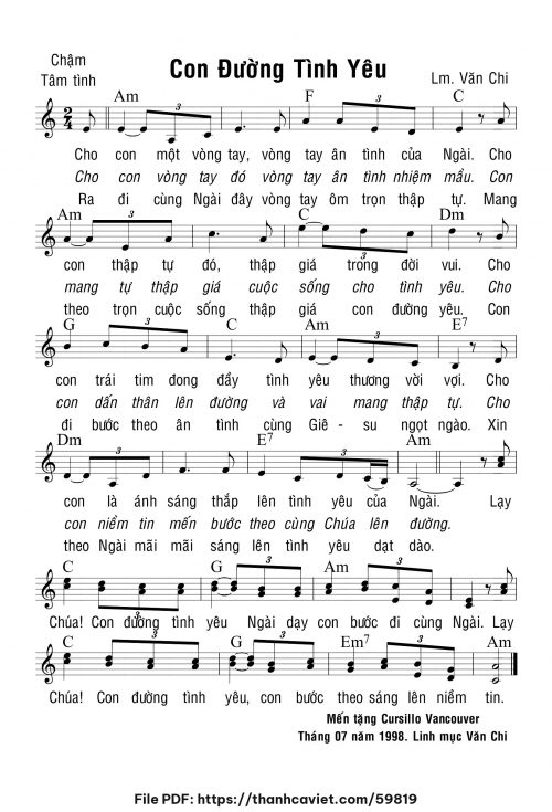 Con đường tình yêu - Lm. Văn Chi - trang 1