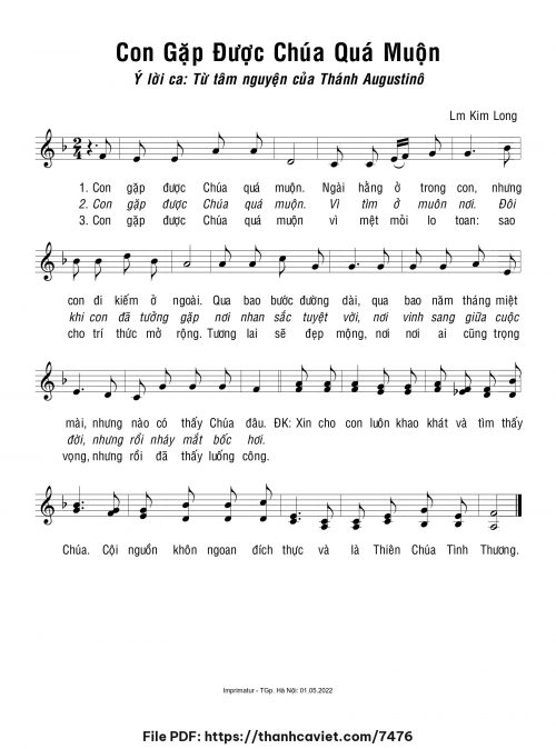 Con gặp được Chúa quá muộn - Lm. Kim Long - trang 1