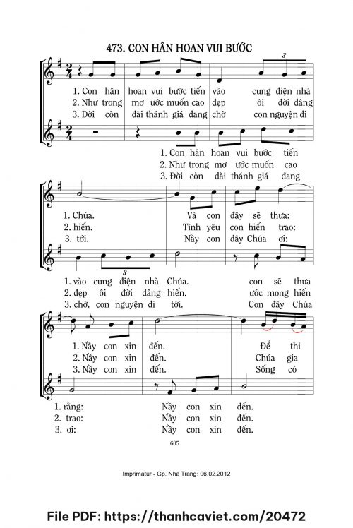 Con hân hoan vui bước - Lm. Mi Trầm - trang 1