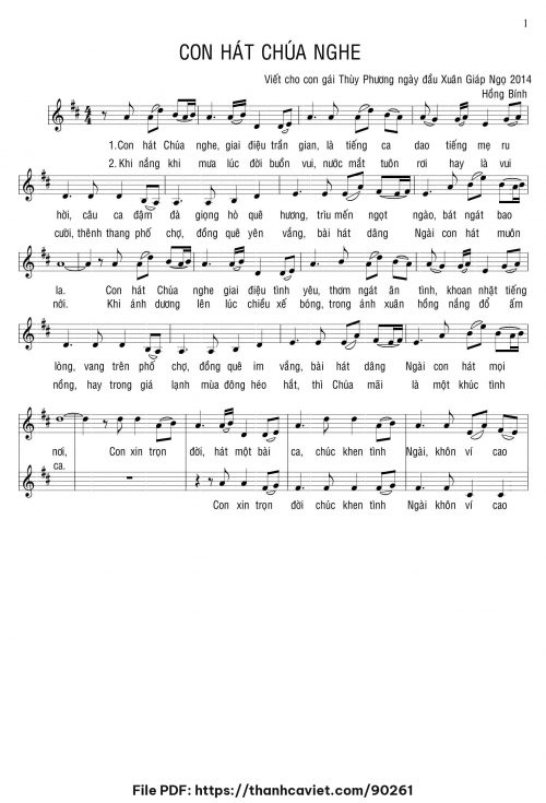 Con hát Chúa nghe - Hồng Bính - trang 1