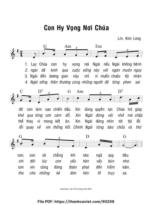 Con hy vọng nơi Chúa - Lm. Kim Long - trang 1