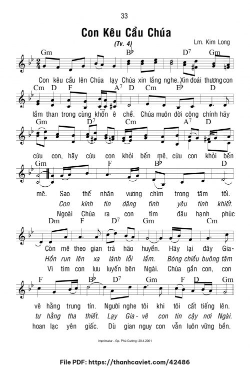 Con kêu cầu Chúa - Lm. Kim Long - trang 1