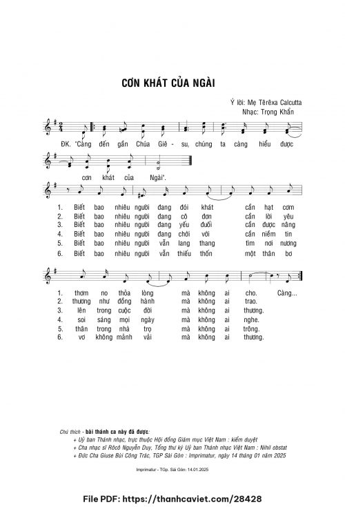 Con khát của Ngài - Lm. Trọng Khẩn - trang 1