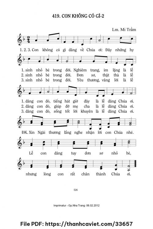 Con không có gì 2 - Lm. Mi Trầm - trang 1