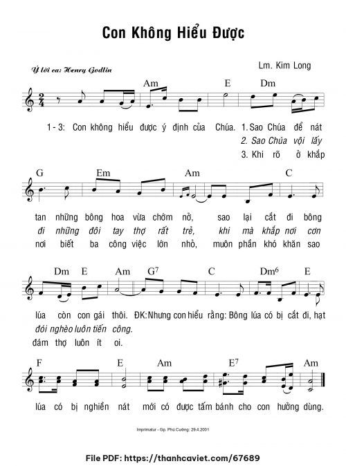 Con không hiểu được - Lm. Kim Long - trang 1