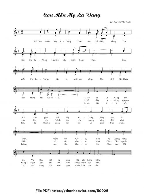 Con mến Mẹ La Vang - Lm. Nguyễn Văn Tuyên - trang 1