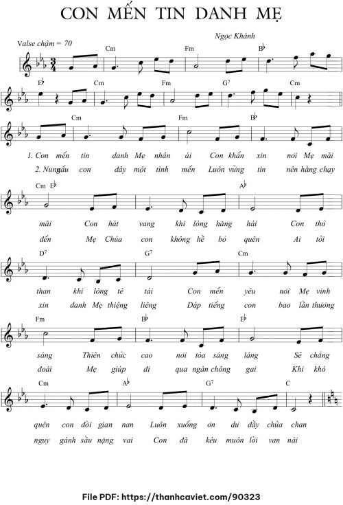 Con mến tin danh Mẹ - Ngọc Khánh - trang 1