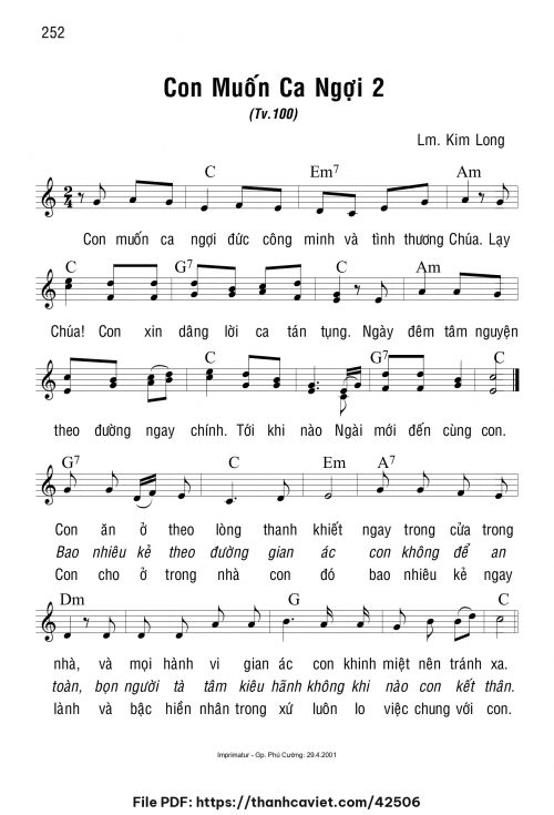 Con muốn ca ngợi 2 - Lm. Kim Long - trang 1