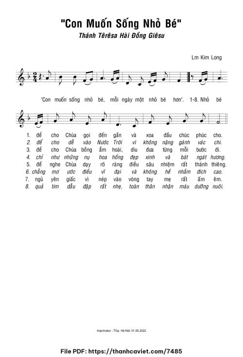 Con muốn sống nhỏ bé - Lm. Kim Long - trang 1