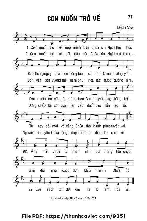 Con muốn trở về - Lm. Bạch Vân - trang 1