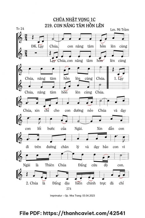 Con nâng tâm hồn lên [Tv 24, CN1 MVC] – - Lm. Mi Trầm - trang 1
