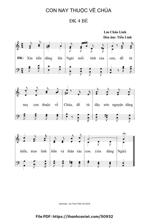 Con nay thuộc về Chúa 2 - Lm. Châu Linh (Hòa âm: Tiến Linh) - trang 1