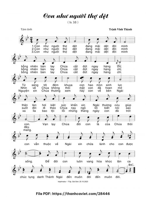 Con như người thợ dệt - Trịnh Vĩnh Thành - trang 1