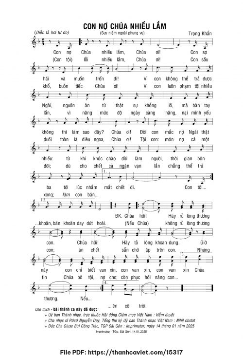 Con nợ Chúa nhiều lắm - Lm. Trọng Khẩn - trang 1