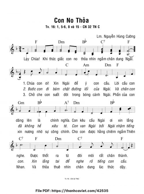 Con no thỏa - Lm. Nguyễn Hùng Cường - trang 1