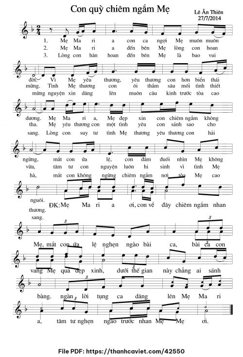 Con quỳ chiêm ngắm Mẹ - Lê Ân Thiên - trang 1
