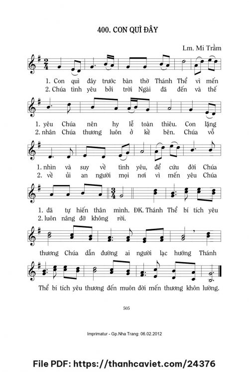 Con quỳ đây - Lm. Mi Trầm - trang 1
