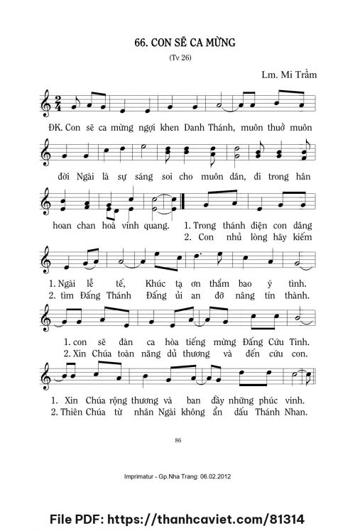 Con sẽ ca mừng - Lm. Mi Trầm - trang 1