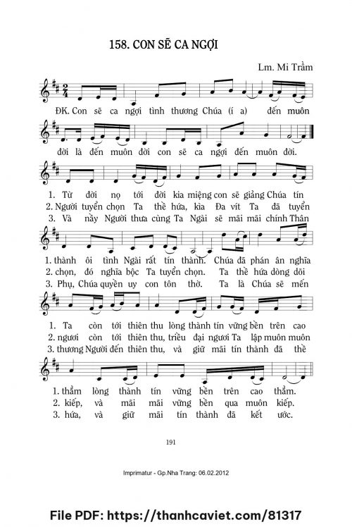 Con sẽ ca ngợi - Lm. Mi Trầm - trang 1