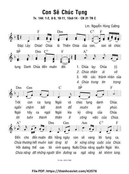 Con sẽ chúc tụng - Lm. Nguyễn Hùng Cường - trang 1