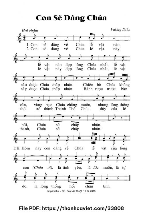 Con sẽ dâng Chúa - Lm. Vương Diệu - trang 1