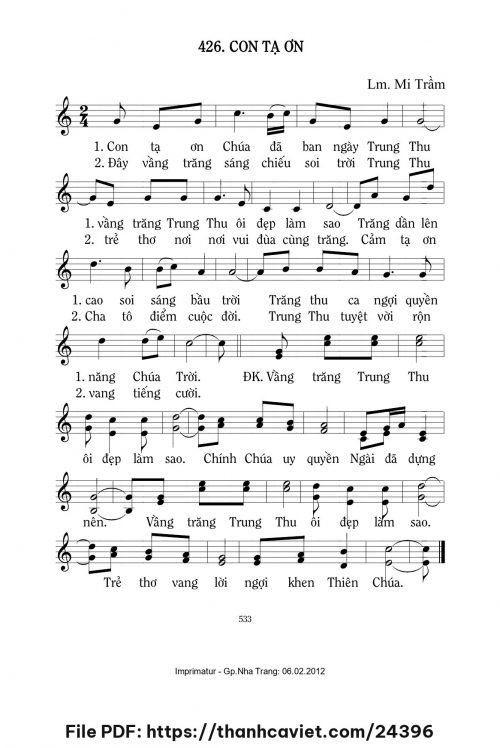 Con tạ ơn - Lm. Mi Trầm - trang 1