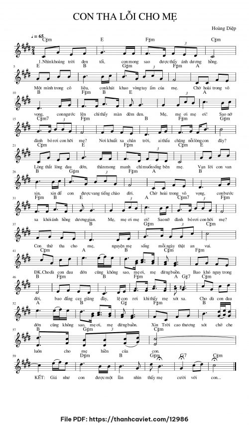 Con tha lỗi cho mẹ - Lm. Hồ Hoàng Diệp - trang 1