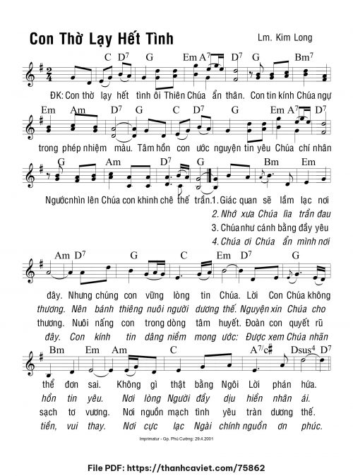 Con thờ lạy hết tình - Lm. Kim Long - trang 1