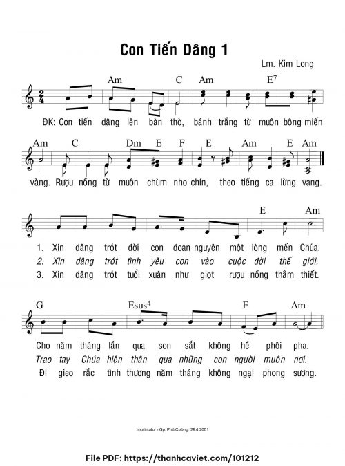 Con tiến dâng 1 - Lm. Kim Long - trang 1