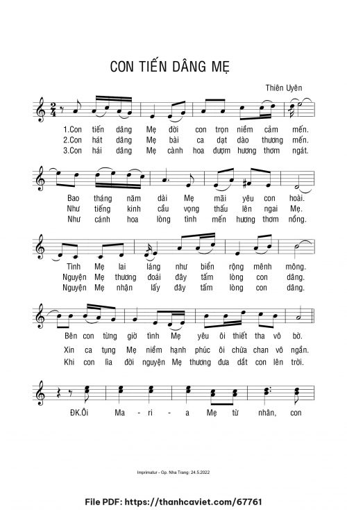 Con tiến dâng Mẹ - Sr. Thiên Uyên - trang 1