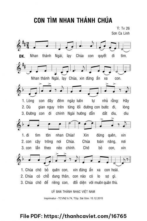 Con tìm nhan thánh Chúa - Lm. Sơn Ca Linh - trang 1