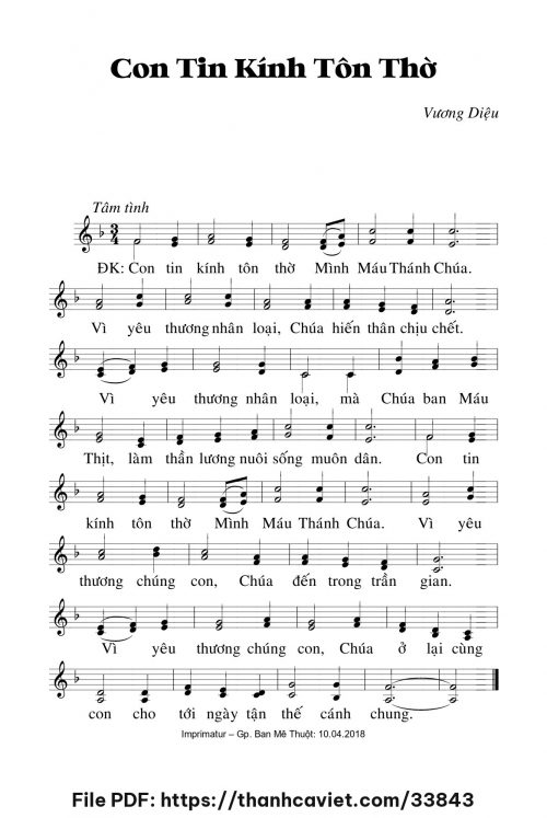 Con tin kính tôn thờ - Lm. Vương Diệu - trang 1