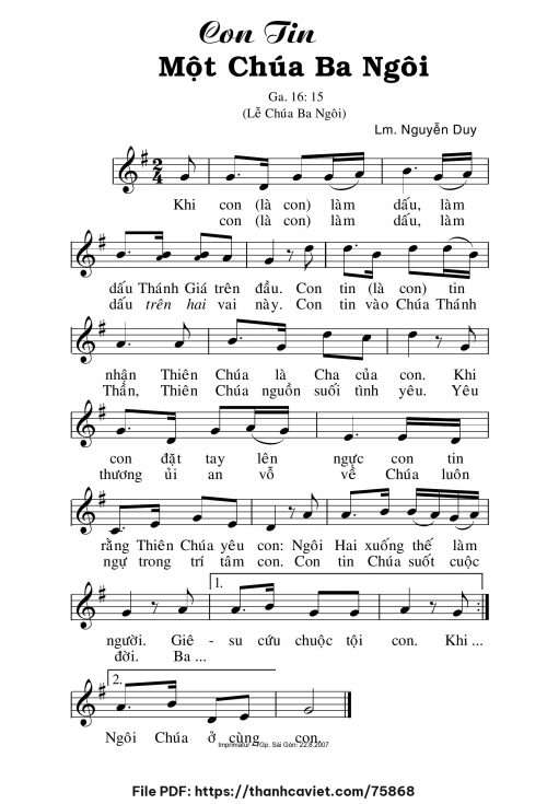 Con tin một Chúa Ba Ngôi - Lm. Nguyễn Duy - trang 1
