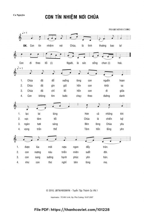 Con tín nhiệm nơi Chúa - Lm. Phạm Minh Công - trang 1