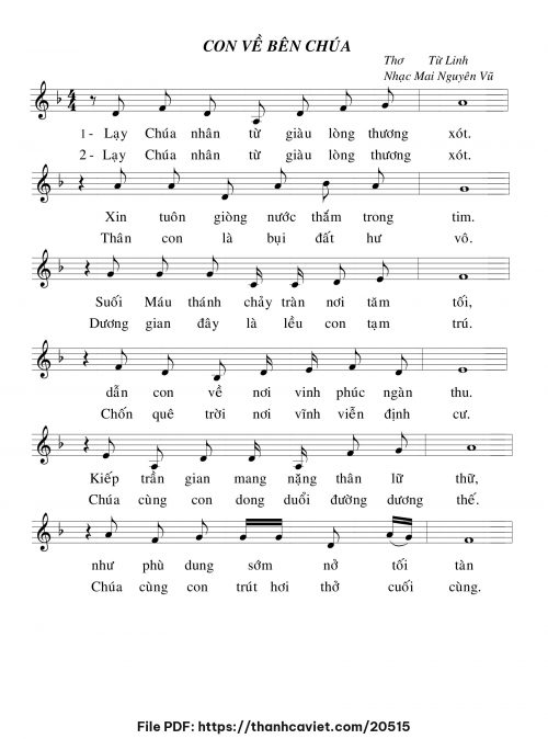 Con về bên Chúa - Mai Nguyên Vũ - Thơ: Từ Linh - trang 1