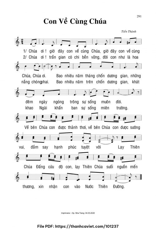 Con về cùng Chúa - Lm. Tiến Thành - trang 1
