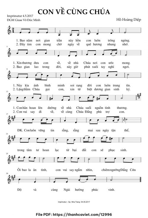 Con về cùng Chúa - Lm. Hồ Hoàng Diệp - trang 1